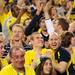Michigan fans celebrate beating No.1 seed Kansas, 87-85 in overtime of their Sweet 16 match up at Cowboys Stadium in Arlington, Texas on March 29, 2013. Melanie Maxwell I AnnArbor.com